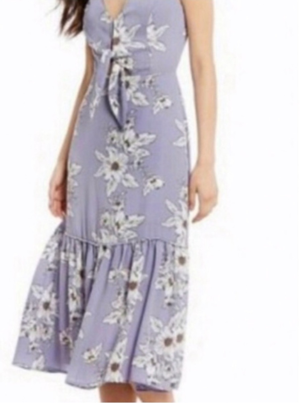 Gianni Bini Lavender Floral Tie-Front Midi Dress